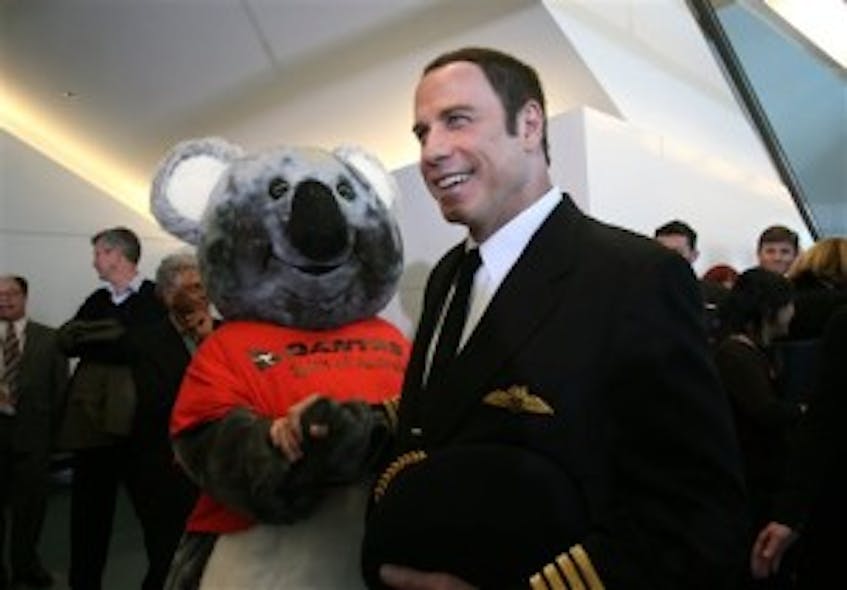 Travolta Appears as 'Goodwill Ambassador' for Australian Airline Qantas