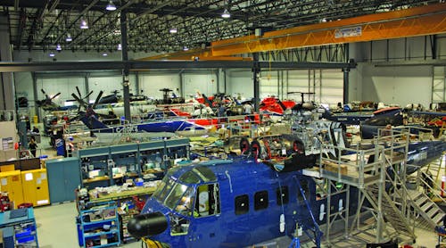 Inside Heli-One&rsquo;s Boundary Bay helicopter maintenance, repair, and overhaul facility. Photo by Ronald Donner.