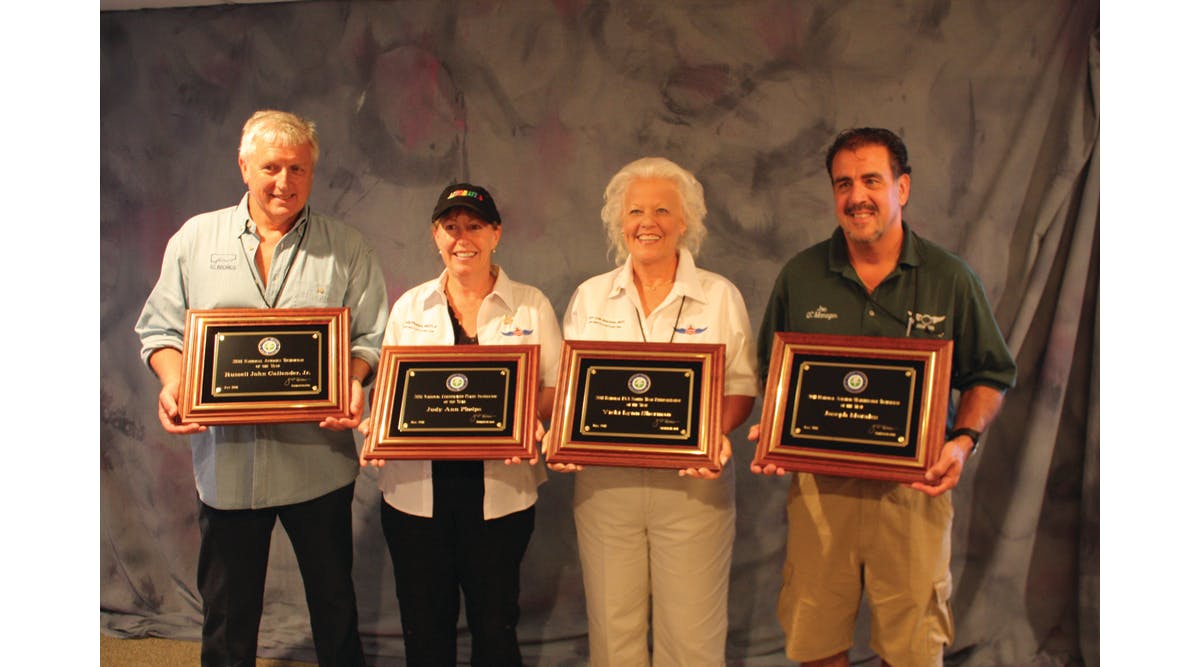 2011 National GA Award Winners: Russ Callender, Avionics Technician of the Year; Judy Ann Phelps, Certified Flight Instructor of the Year; Vicki Lynn Sherman, FAASTeam, Representative of the Year; and Joe Morales, AMT of the Year.