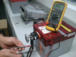 The parasitic drain of an aircraft battery can be directly measured with a digital multimeter (DMM) equipped with an ammeter function. Photos courtesy of Concorde Battery Corporation. The parasitic drain of an aircraft battery can be directly measured with a digital multimeter (DMM) equipped with an ammeter function. Photos courtesy of Concorde Battery Corporation.
