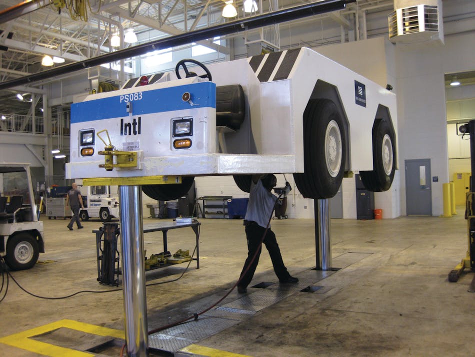 Mechanics can choose from any number of in-ground lifts to quickly raise the largest of vehicles.