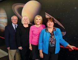 The PPG Industries Foundation, Executive Director Sue Sloan (far right) and Deb Noe (second from left), PPG human resources manager in Mojave, Calif., met with Ron J. Baillie and Ann Metzger, co-directors of Carnegie Science Center.