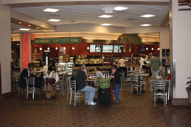 The new food court at ABQ offers expanded seating and is expected to help boost non-airline revenues.