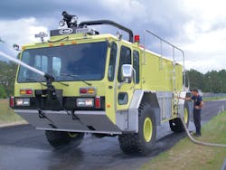 Every system on each remanufactured Titan was tested thoroughly before delivery. Crash Truck Services delivered the rebuilt fire engine to the airfield and conducted training.