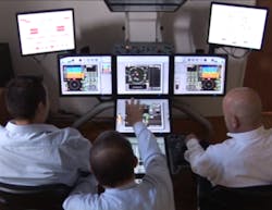 A CAE Simfinity integrated procedures trainer (IPT) enables a cockpit-like experience for Dassault Falcon maintenance students.