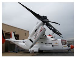 Restored V-22 Osprey tiltrotor aircraft is shown after being repainted with coatings donated by PPG Industries' aerospace business for display at the American Helicopter Museum and Education Center in West Chester, PA. Restored V-22 Osprey tiltrotor aircraft is shown after being repainted with coatings donated by PPG Industries' aerospace business for display at the American Helicopter Museum and Education Center in West Chester, PA.