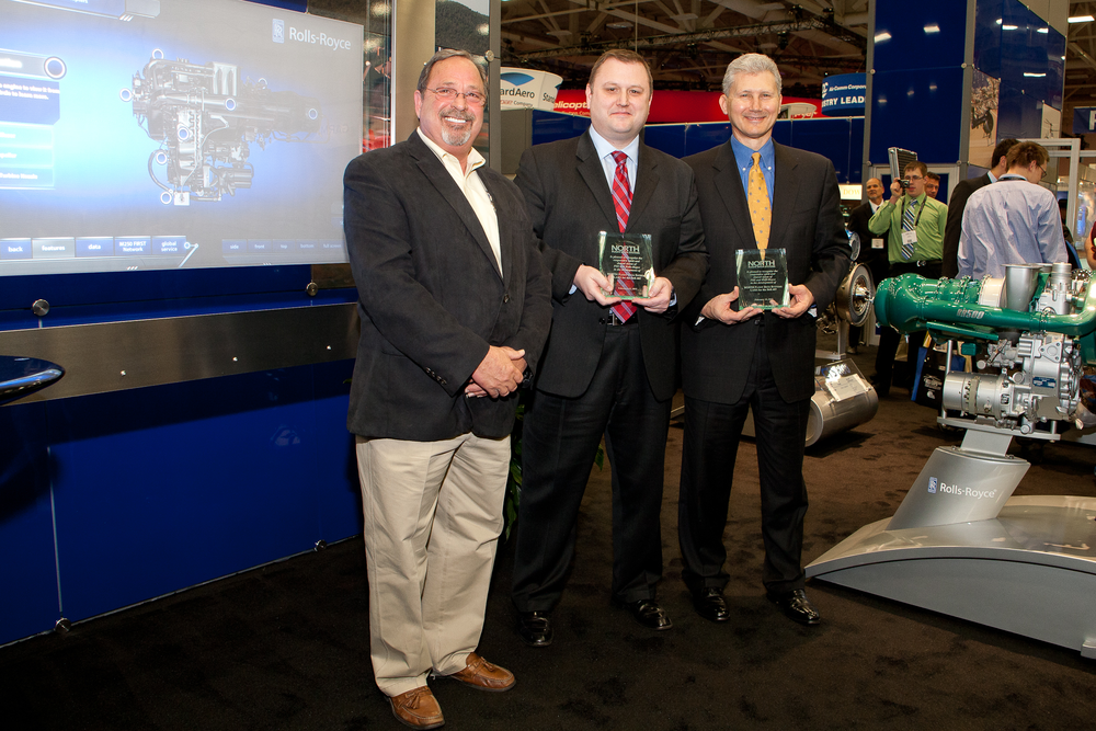 From left to right: Jeff Warner, President, NORTH Flight Data Systems; Paul Campbell, Rolls-Royce Vice President, Customer Business, Helicopters; and Lance Bospflug, President of PHI.