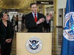 Homeland Security Secretary Janet Napolitano watches as Transportation Security Administration (TSA) Administrator John Pistole announces the expansion of a passenger pre-screening initiative on Feb. 8, 2012, at Washington's Ronald Reagan National Airport. Homeland Security Secretary Janet Napolitano watches as Transportation Security Administration (TSA) Administrator John Pistole announces the expansion of a passenger pre-screening initiative on Feb. 8, 2012, at Washington's Ronald Reagan National Airport.