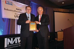 AMT magazine editor Ron Donner accepts NATA&apos;s Aviation Journalism Award