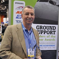 Bill Jacob, vice president of the UPS ground support division, with his Lifetime Achievement Award.