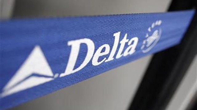 138266 The Delta Airline Logo Is Seen Onstrap