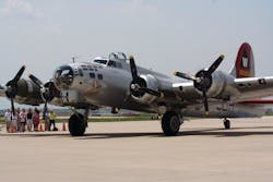 A WWII-era B-17 bomber aircraft owned and operated by the EAA; to book a flight visit www.b17.org.