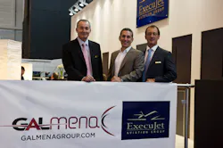From EBACE 2012 in Geneva, l to r: Nick Weber, ExecuJet Middle East director of maintenance; Marc St-Hilaire, GAL Aviation partner and vice-president of business development; and Mike Berry, ExecuJet Middle East managing director. From EBACE 2012 in Geneva, l to r: Nick Weber, ExecuJet Middle East director of maintenance; Marc St-Hilaire, GAL Aviation partner and vice-president of business development; and Mike Berry, ExecuJet Middle East managing director.