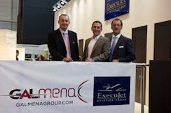 From EBACE 2012 in Geneva, l to r: Nick Weber, ExecuJet Middle East director of maintenance; Marc St-Hilaire, GAL Aviation partner and vice-president of business development; and Mike Berry, ExecuJet Middle East managing director.