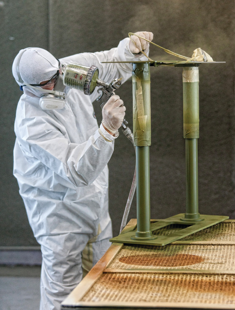 The Gulfstream Brunswick service center is one of the recipients of the FAA Diamond Award; a shot from the paint shop.