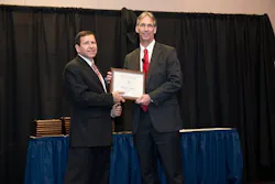 Connecticut Academy of Science & Engineering (CASE) vice president (left) congratulates Pratt & Whitney Senior Vice of Operations & Engineering Paul Adams on his induction into the academy. Connecticut Academy of Science & Engineering (CASE) vice president (left) congratulates Pratt & Whitney Senior Vice of Operations & Engineering Paul Adams on his induction into the academy.