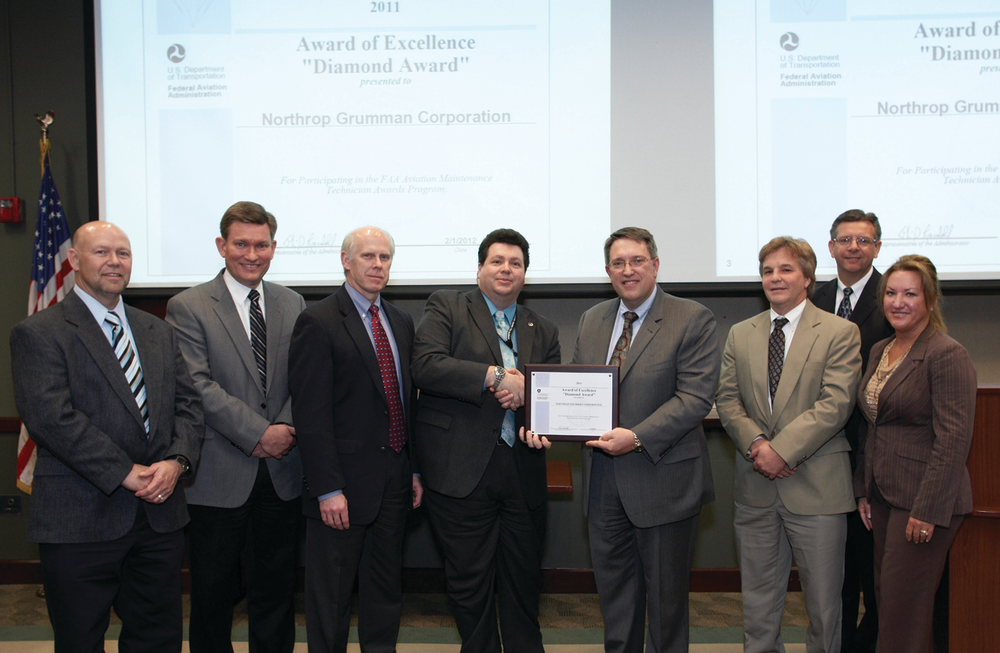Northrop Grumman receives a second consecutive FAA Diamond Award for Excellence for promoting training and safety at its FAA Certified Repair Station.