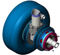 WheelTug&circledR; is a fully integrated ground propulsion system for aircraft which puts a high torque electric motor into the hub of the nose wheel to allow for backwards movement without the use of pushback tugs and to allow for forward movement without using the aircraft engines. Power for movement is supplied by the onboard APU