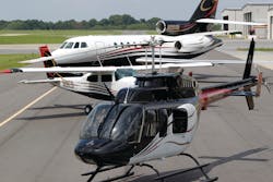 Many aircraft owners use the same basic design for all their aircraft, as is the case with this Bell 206, Cessna 210, and Falcon 50. Many aircraft owners use the same basic design for all their aircraft, as is the case with this Bell 206, Cessna 210, and Falcon 50.