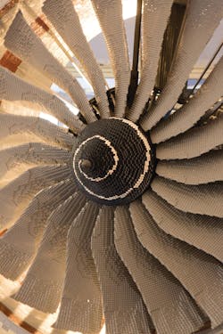 More than 160 separate engine components were built with Legos and joined together in order to replicate a real jet engine. Photo courtesy of Rolls-Royce.
