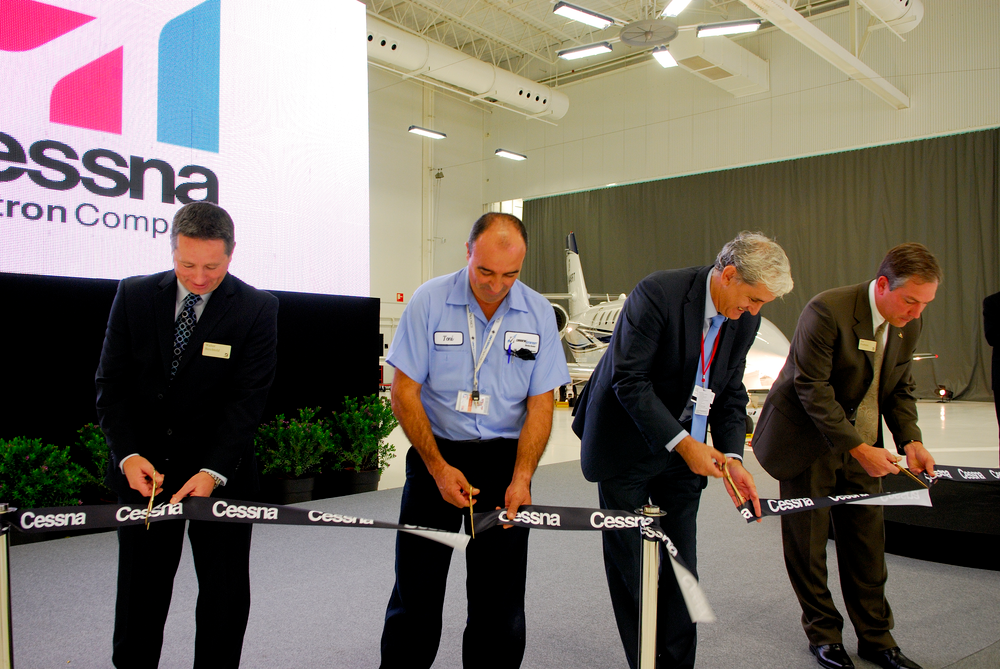 L to R: Walter Berchtold, Cessna's regional vice president of European customer service; Antonio Santos, Cessna senior B1 engineer; Julian Camara, AENA Director Valencia; and Joe Hepburn, Cessna's senior vice president, Customer Service.