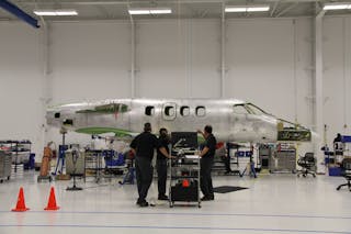The Final Assembly facility is bright, air-conditioned, clean and quiet; part of Embraer&apos;s commitment to a culture of employee respect and a great place to work.