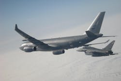 Selectively Strippable coatings system was developed by PPG Industries’ (NYSE:PPG) aerospace coatings group for Airbus Military A330 Multi-Role Tanker Transport jets ordered by the U.K. Royal Air Force under the Future Strategic Transport Aircraft (FSTA) program that provides application, performance and maintenance benefits. PPG Aerospace designed a “green” system that is expected to shorten the strip-and-repaint cycle by up to two days. With PPG selectively-strippable systems, the topcoat and intermediate coat are removed, and the primer is left intact during repainting. The aircraft is washed, and the intermediate coat and topcoat are reapplied. (Photos by QinetiQ / Airbus Military) Selectively Strippable coatings system was developed by PPG Industries’ (NYSE:PPG) aerospace coatings group for Airbus Military A330 Multi-Role Tanker Transport jets ordered by the U.K. Royal Air Force under the Future Strategic Transport Aircraft (FSTA) program that provides application, performance and maintenance benefits. PPG Aerospace designed a “green” system that is expected to shorten the strip-and-repaint cycle by up to two days. With PPG selectively-strippable systems, the topcoat and intermediate coat are removed, and the primer is left intact during repainting. The aircraft is washed, and the intermediate coat and topcoat are reapplied. (Photos by QinetiQ / Airbus Military)