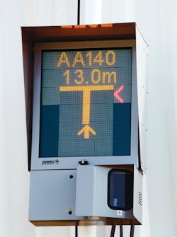 Safedock A-VDGS uses a multi-color, high-intensity LED display and azimuth guidance to direct pilots to the exact STOP position at the gate in all weather conditions with or without ground crew present. Safedock A-VDGS uses a multi-color, high-intensity LED display and azimuth guidance to direct pilots to the exact STOP position at the gate in all weather conditions with or without ground crew present.