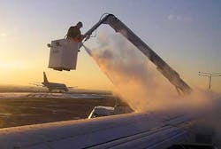 The location of the deicing pad will allow aircraft to be deiced at the end of a runway instead at a gate. The location of the deicing pad will allow aircraft to be deiced at the end of a runway instead at a gate.