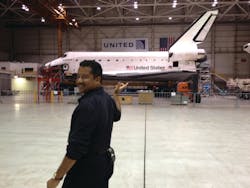 The Space Shuttle Endeavor's final flight in September included a stop in the LAX United maintenance hangar; shown with AMTSociety Director Mark Collins. It was on its way to the California Science Center (CSC). The Space Shuttle Endeavor's final flight in September included a stop in the LAX United maintenance hangar; shown with AMTSociety Director Mark Collins. It was on its way to the California Science Center (CSC).