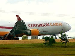A cargo plane with a blown tire forced the cancellation of 450 flights and overloaded the already saturated capacity of other air terminals. A cargo plane with a blown tire forced the cancellation of 450 flights and overloaded the already saturated capacity of other air terminals.