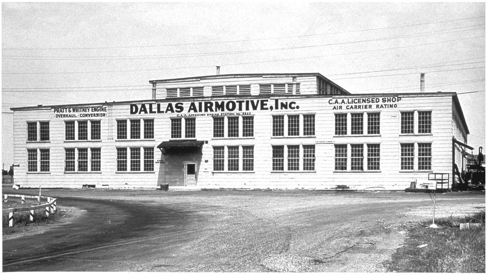Dallas Airmotive&rsquo;s facility near Dallas Love Field, circa 1950. 2012 marks the company&rsquo;s 80th year of operation. Founded as a piston engine repair and overhaul company in 1932, Dallas Airmotive now specializes in engine repair and overhaul of turbine engines powering business and general aviation fixed- and rotor-wing aircraft.