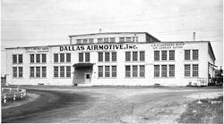 Dallas Airmotive&rsquo;s facility near Dallas Love Field, circa 1950. 2012 marks the company&rsquo;s 80th year of operation. Founded as a piston engine repair and overhaul company in 1932, Dallas Airmotive now specializes in engine repair and overhaul of turbine engines powering business and general aviation fixed- and rotor-wing aircraft.