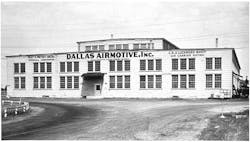 Dallas Airmotive&rsquo;s facility near Dallas Love Field, circa 1950. 2012 marks the company&rsquo;s 80th year of operation. Founded as a piston engine repair and overhaul company in 1932, Dallas Airmotive now specializes in engine repair and overhaul of turbine engines powering business and general aviation fixed- and rotor-wing aircraft.