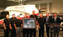 (L to R): Brad Guzman , Maverick Aviation Group; Bryan Kroten, Maverick Aviation Group; Dan Flores, Maverick Aviation Group; John Buch, Maverick Aviation Group; John Mandernach, Maverick Aviation Group; Greg Rochna, Maverick Aviation Group; Marc Paganini, American Eurocopter President & CEO; Todd Powers, American Eurocopter Regional Sales Manager (L to R): Brad Guzman , Maverick Aviation Group; Bryan Kroten, Maverick Aviation Group; Dan Flores, Maverick Aviation Group; John Buch, Maverick Aviation Group; John Mandernach, Maverick Aviation Group; Greg Rochna, Maverick Aviation Group; Marc Paganini, American Eurocopter President & CEO; Todd Powers, American Eurocopter Regional Sales Manager