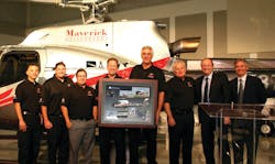 (L to R): Brad Guzman , Maverick Aviation Group; Bryan Kroten, Maverick Aviation Group; Dan Flores, Maverick Aviation Group; John Buch, Maverick Aviation Group; John Mandernach, Maverick Aviation Group; Greg Rochna, Maverick Aviation Group; Marc Paganini, American Eurocopter President &amp; CEO; Todd Powers, American Eurocopter Regional Sales Manager