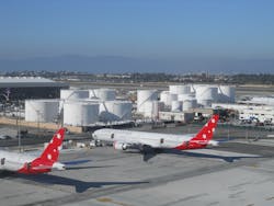 In 1985, airlines formed a California Mutual Benefit Corporation to purchase the oil company facilities on LAX, lease the property and rights-of-way from the airport authority, finance the acquisitions and improvements, and manage the fuel infrastructure and operations. In 1985, airlines formed a California Mutual Benefit Corporation to purchase the oil company facilities on LAX, lease the property and rights-of-way from the airport authority, finance the acquisitions and improvements, and manage the fuel infrastructure and operations.