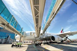 The concourse operated with just four of its gates on opening day, but airport management will gradually open all 20 gates. The concourse operated with just four of its gates on opening day, but airport management will gradually open all 20 gates.