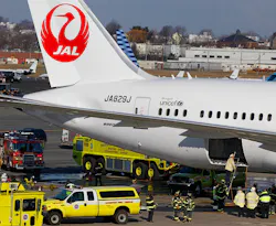 A Japan Airlines spokesman Sunday said the airline inspected a 787 Dreamliner involved in a fuel spill last week at Boston's Logan International Airport and discovered a leak from a nozzle on the plane's left wing. A Japan Airlines spokesman Sunday said the airline inspected a 787 Dreamliner involved in a fuel spill last week at Boston's Logan International Airport and discovered a leak from a nozzle on the plane's left wing.