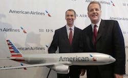 American Airlines CEO Tom Horton announce the merger on Feb. 14.
