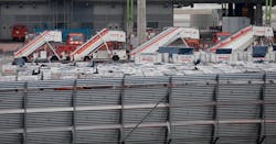 Air stairs stand empty yesterday as ground workers and flight attendants began strikes against Iberia. Air stairs stand empty yesterday as ground workers and flight attendants began strikes against Iberia.