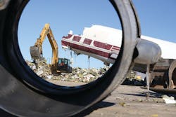 Aircraft Demolition recycles 90 to 92 percent of an airframe.