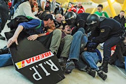 Workers at Iberia airlines begin the first of 15 days of strikes to protest the company's plan to cut almost a fifth of its workforce. Workers at Iberia airlines begin the first of 15 days of strikes to protest the company's plan to cut almost a fifth of its workforce.