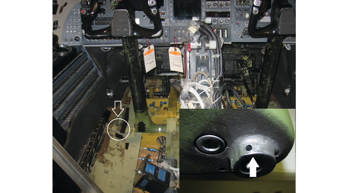 The location of the crack was at the control yoke pivot point and impossible to see with the yoke installed.