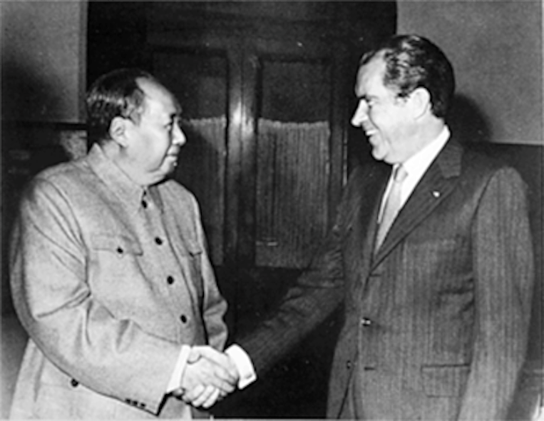 Richard Nixon meets with Mao Zedong in Beijing, Feb. 21, 1972.