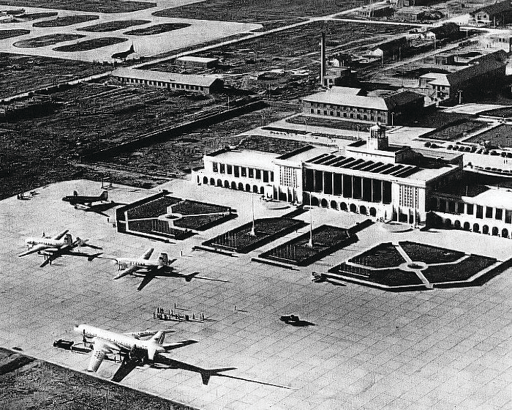 THEN: The Beijing Capital International Airport was about one year old when this picture was taken in 1959. The airport stayed very much the same until 1980.