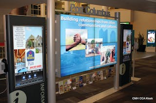 Port Columbus International Airports installed Clear Channel Airports kiosks designed to grab passenger attention.