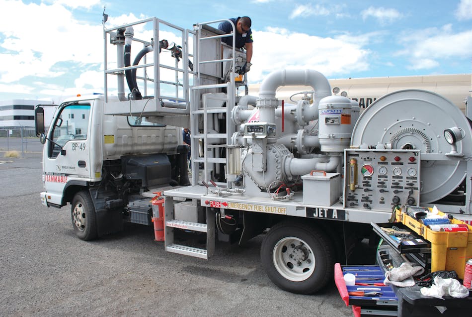 Computerized maintenance management software helps Bradley Pacific Aviation&rsquo;s fuel delivery equipment of nearly 50 hydrant and tanker trucks comply with a variety of state and federal regulations, as well as industry standards.