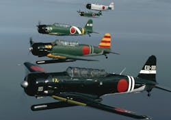 Five aircraft in WWII Japanese markings flown as part of the Tora Tora Tora demonstration that will be part of EAA AirVenture 2013 (Photo courtesy of ToraToraTora.com) Five aircraft in WWII Japanese markings flown as part of the Tora Tora Tora demonstration that will be part of EAA AirVenture 2013 (Photo courtesy of ToraToraTora.com)