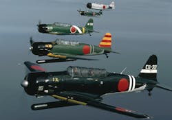Five aircraft in WWII Japanese markings flown as part of the Tora Tora Tora demonstration that will be part of EAA AirVenture 2013 (Photo courtesy of ToraToraTora.com)